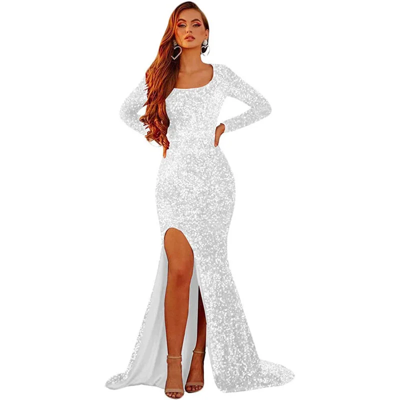 ONLY ORDER ONLINE Sequin velvet elegant mid-sleeved multicolor oversized evening gown for PROM - Image 3
