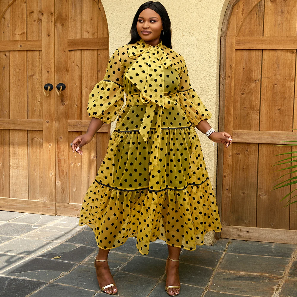 Lady style plus-size fat mm autumn dress Outdoor commuter tie dresses with  lead | Sophie Fashion - Women Ball Dresses, Fashion & Kids Wear
