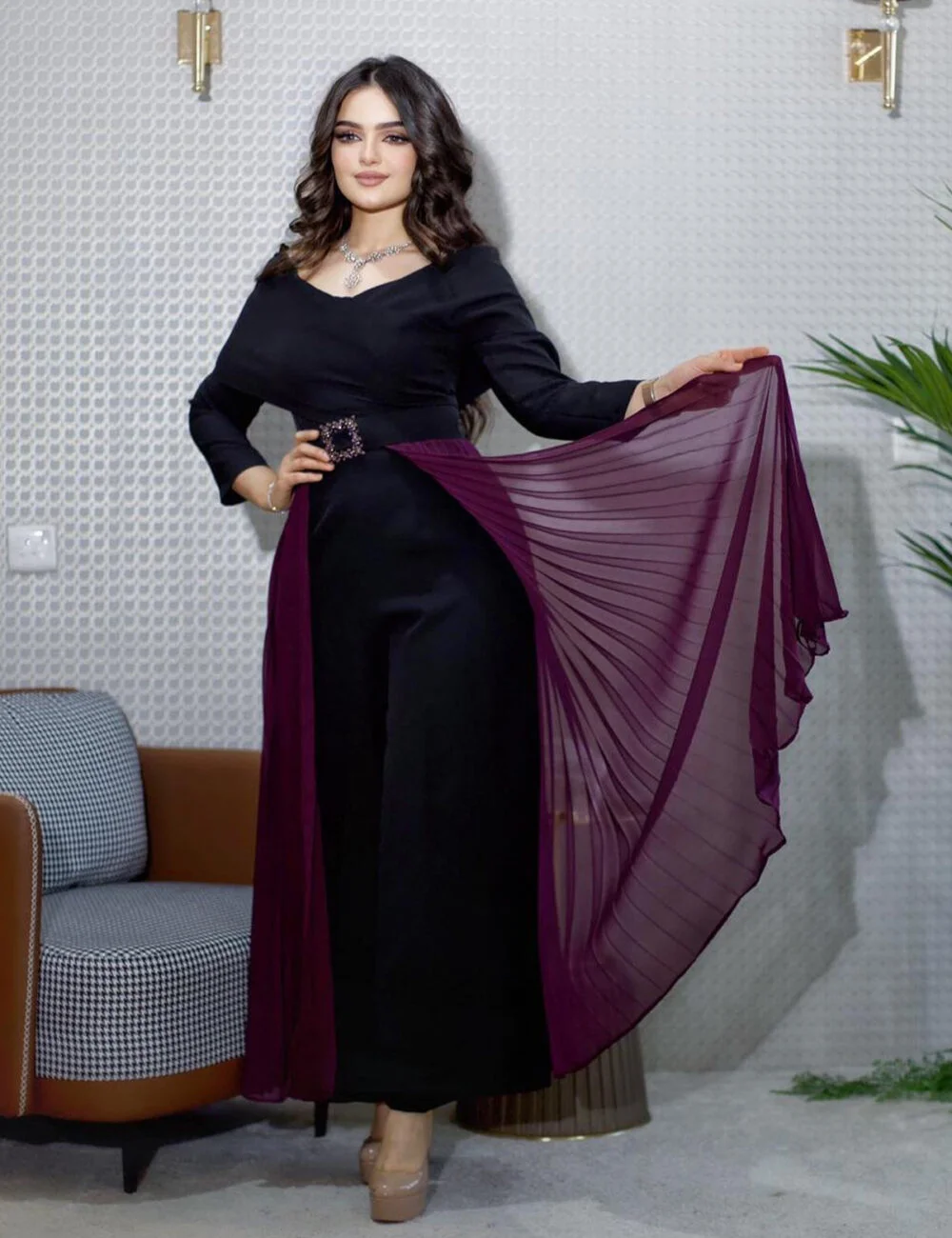 Middle Eastern sexy chiffon dinner dress