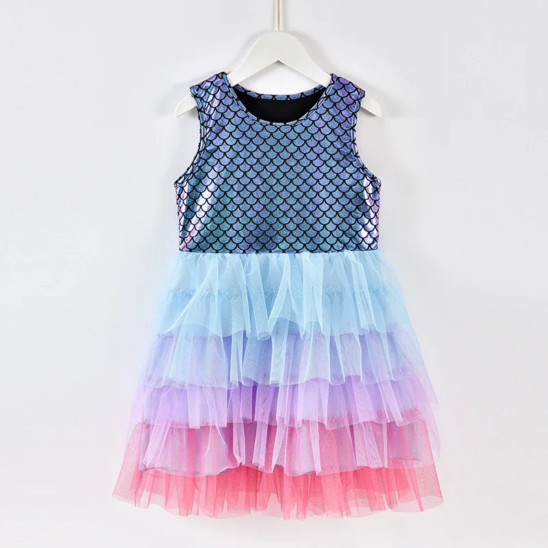 Girls' dress Mermaid Princess dress European and American gradient scale gauze tutu cake dress