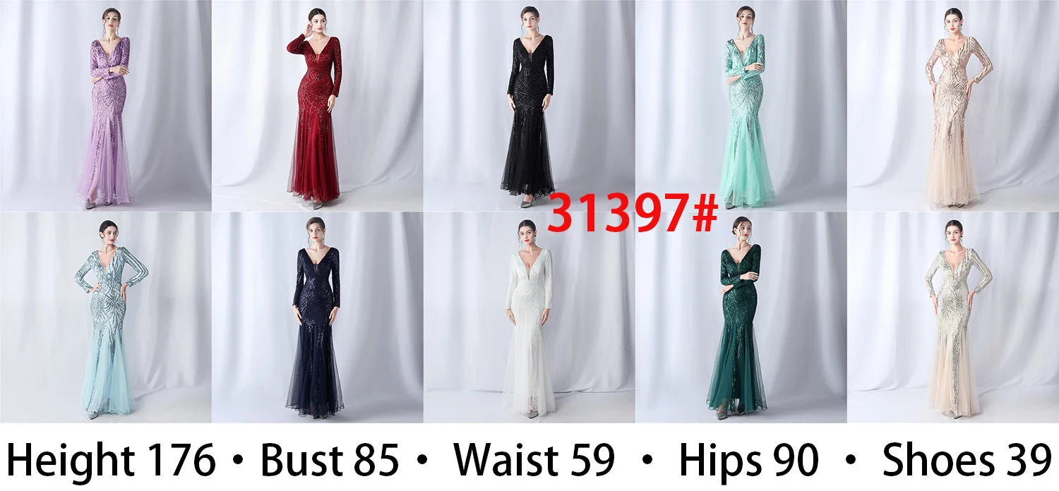 Mermaid tail Long sequins plus size beauty costume Party evening dress - Image 11