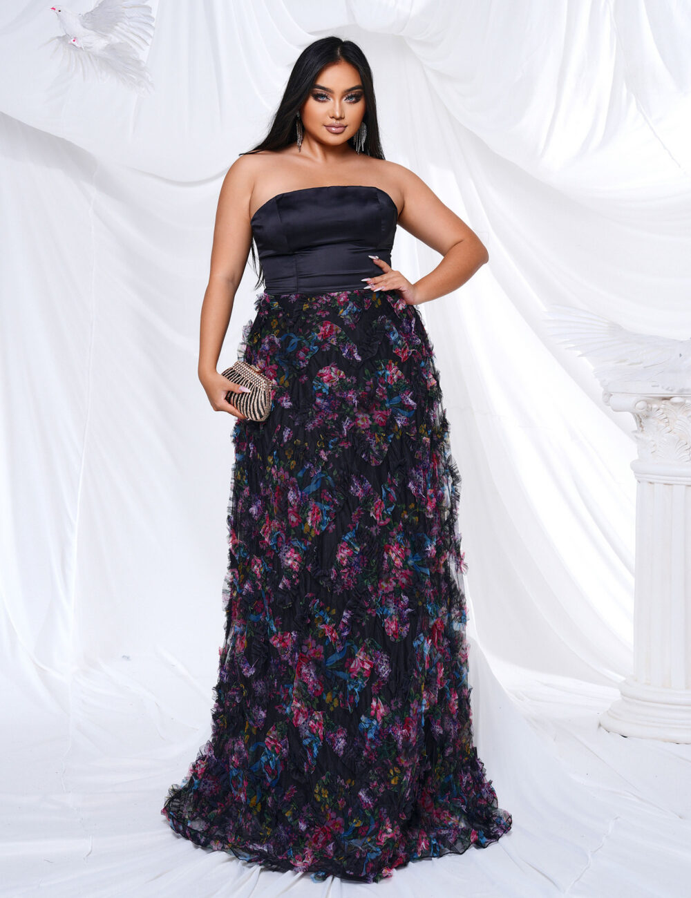 Women's long chest wrap one-shoulder party sexy big swing evening dress female - Image 2