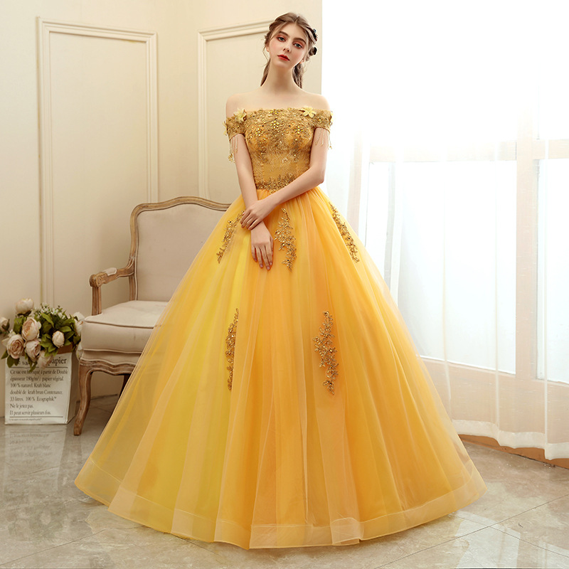 Evening dress, puffy dress, host performance dress, vocal art exam student singing, bel canto solo dress, female, long and slim