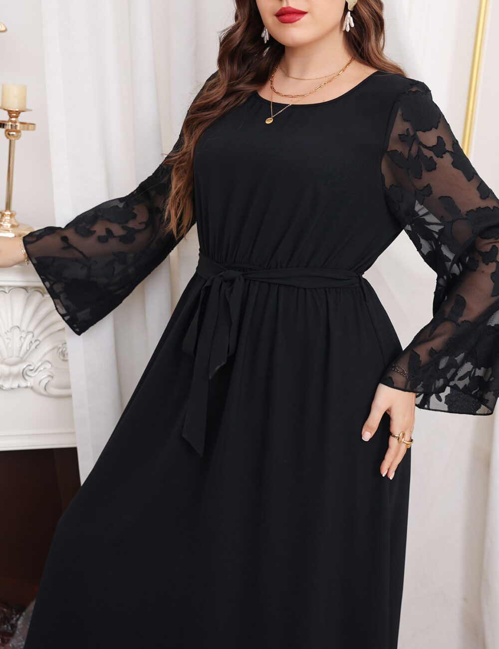 Spot stock clearance large size spring and autumn popular casual temperament commuting women's dress jumpsuit - Image 8