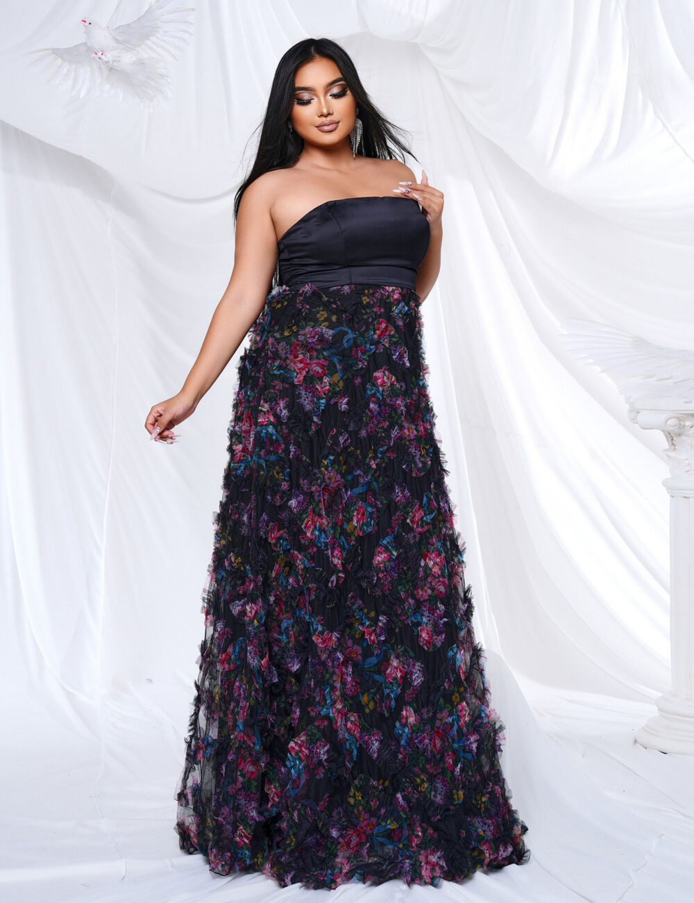 Women's long chest wrap one-shoulder party sexy big swing evening dress female - Image 3