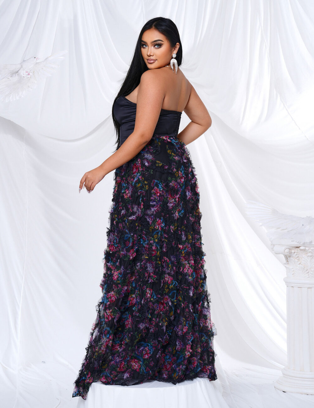 Women's long chest wrap one-shoulder party sexy big swing evening dress female - Image 4