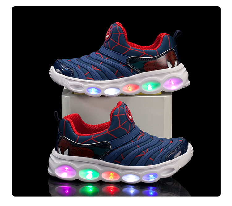 Light up Caterpillar children's shoes, boys' luminous children's flashing shoes, spring and autumn, new mesh breathable girls' small and medium children's sports shoes