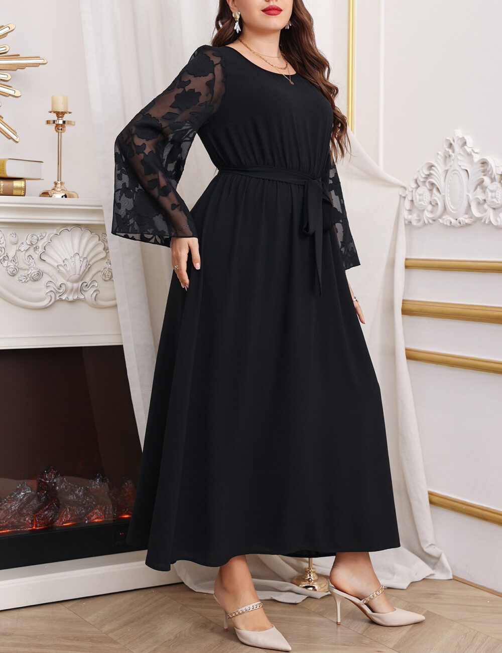 Spot stock clearance large size spring and autumn popular casual temperament commuting women's dress jumpsuit - Image 7
