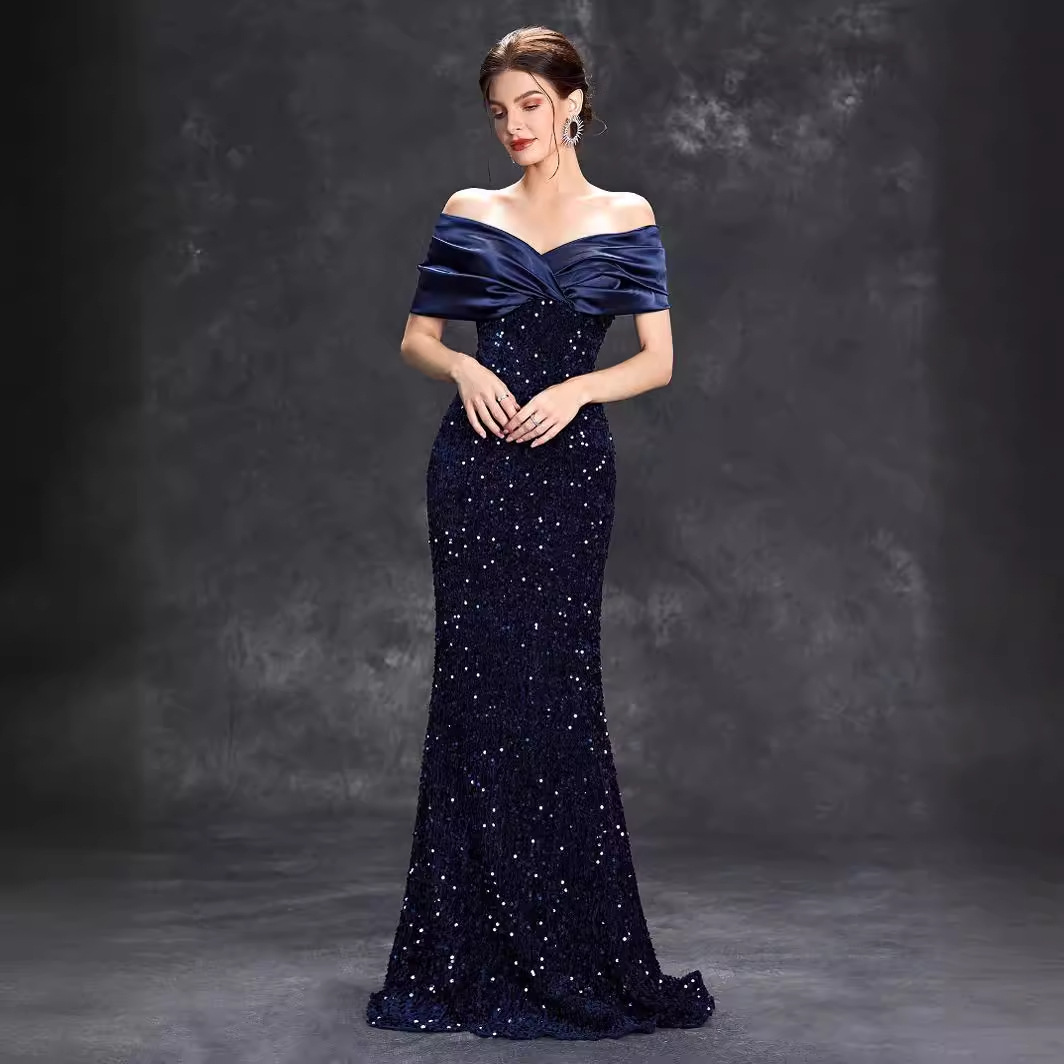 2025 New Off-Shoulder Slim Fishtail Evening Dress for Women