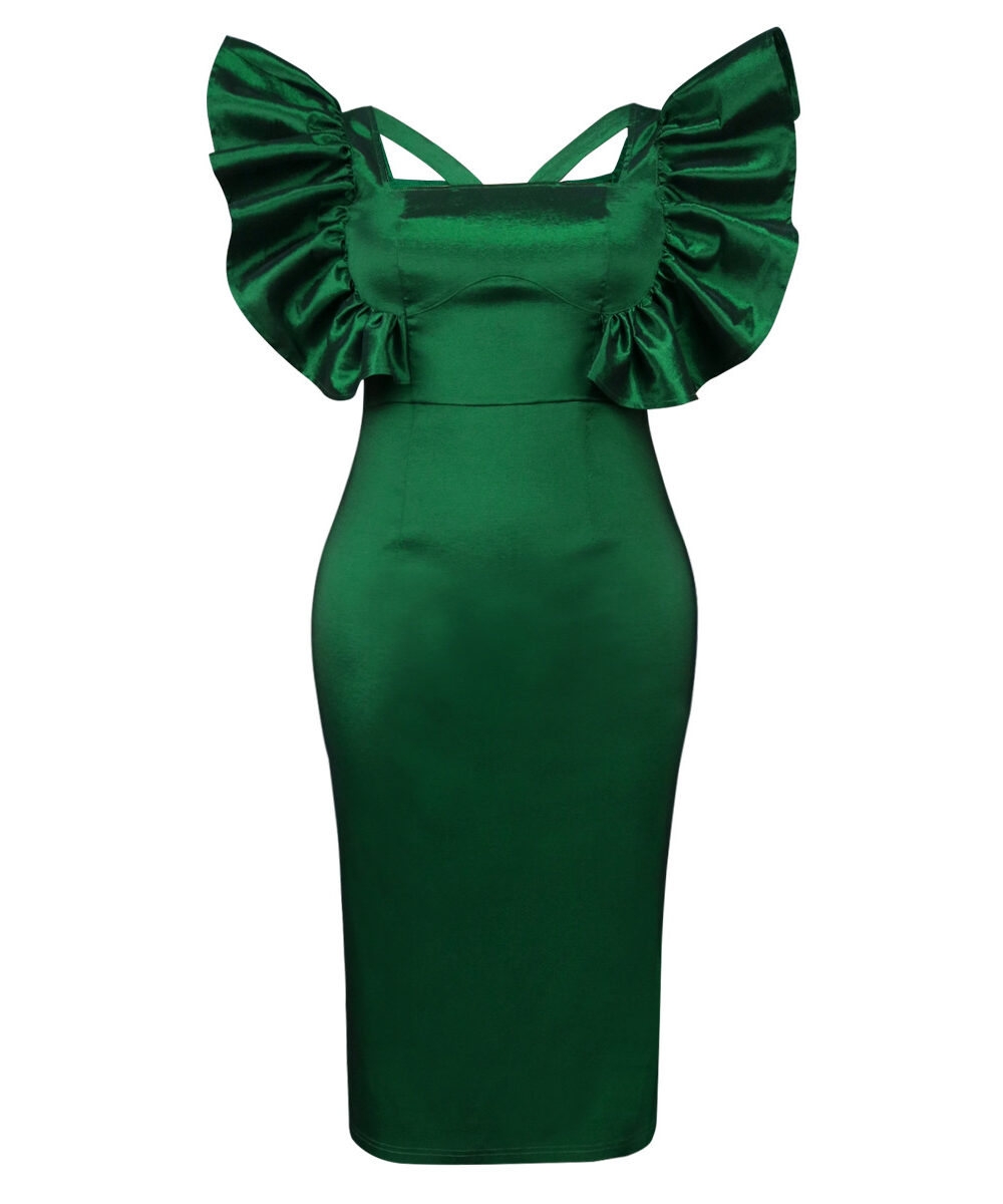 European and American cross-border personality ruffle dress light mature style elegant women's high waist skirt dress - Image 4