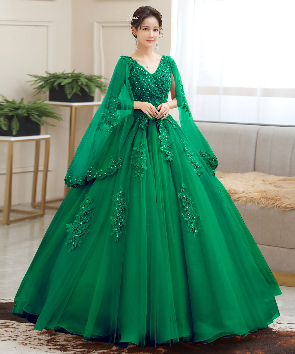 Colored yarn performance costume annual meeting host golden performance student vocal solo art examination puffy skirt long dress female - Image 3