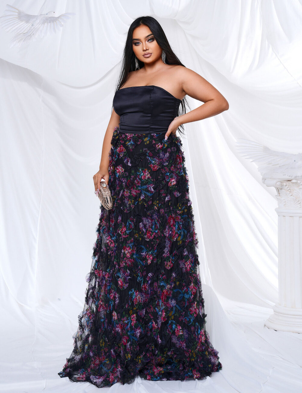 Women's long chest wrap one-shoulder party sexy big swing evening dress female - Image 5