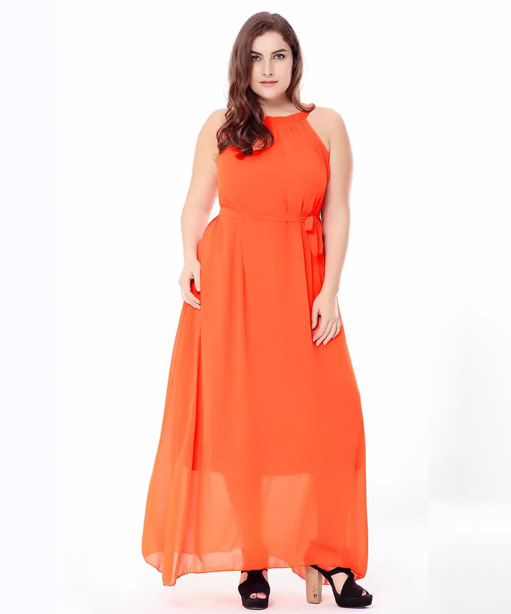 European and American plus size short-sleeved women's summer Bohemian beach holiday dress large swing chiffon dress SQ0062 - Image 2