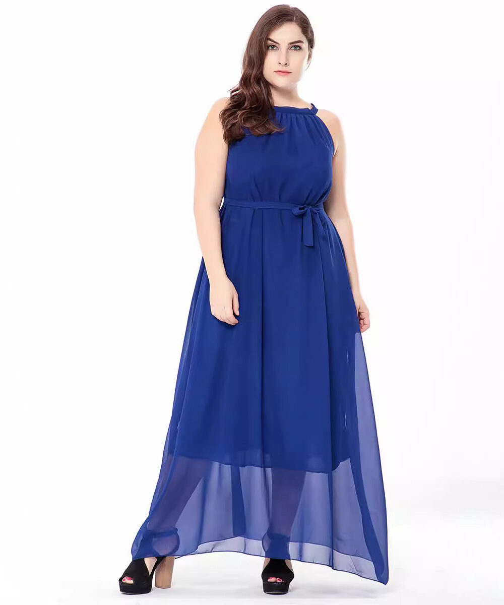 European and American plus size short-sleeved women's summer Bohemian beach holiday dress large swing chiffon dress SQ0062 - Image 3
