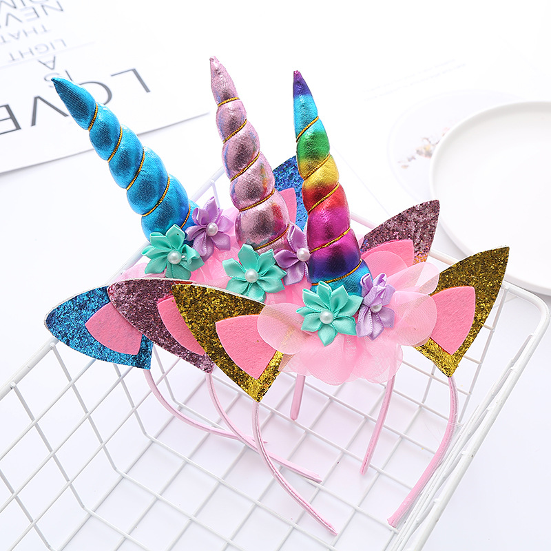 European and American cross-border unicorn headband hair accessories children's holiday party headband cartoon cute head buckle headdress wholesale