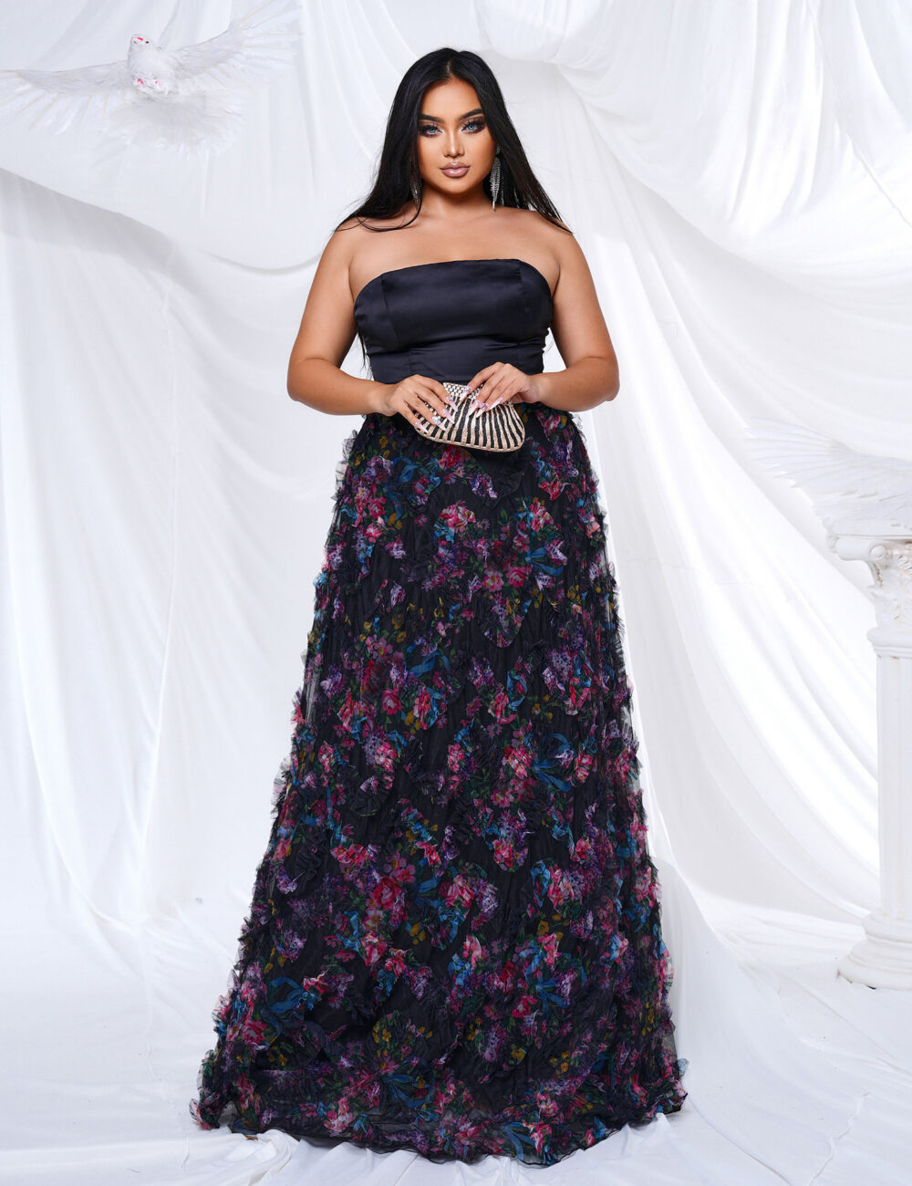 Women's long chest wrap one-shoulder party sexy big swing evening dress female