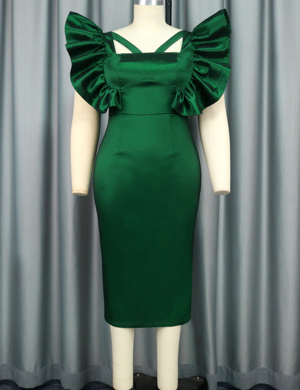 European and American cross-border personality ruffle dress light mature style elegant women's high waist skirt dress - Image 6