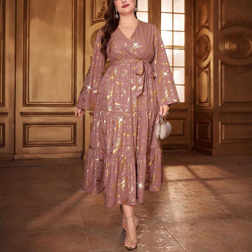 Spot stock clearance large size spring and autumn popular casual temperament commuting women's dress jumpsuit