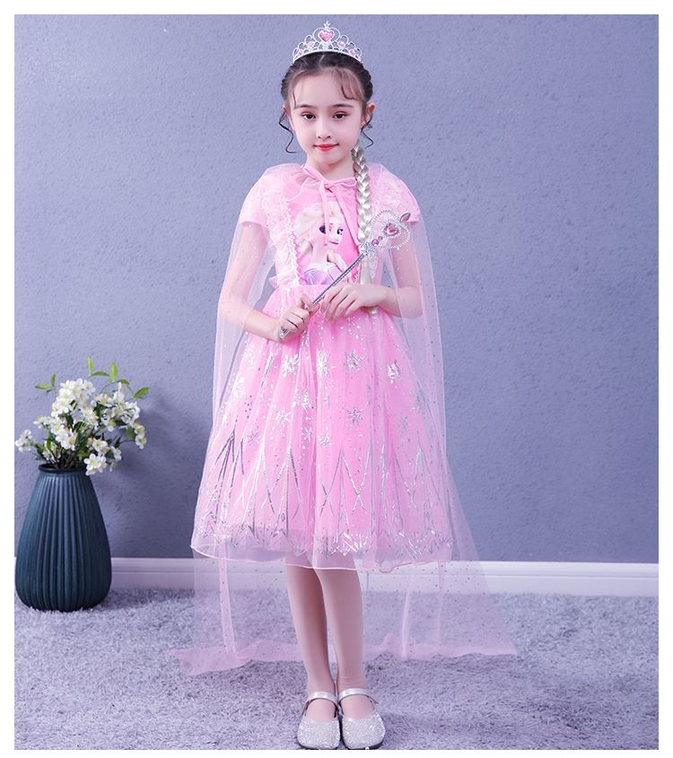 FROZEN ELSA PINK/BLUE DRESSWITH A CAPE, A CROWN AND A WADN