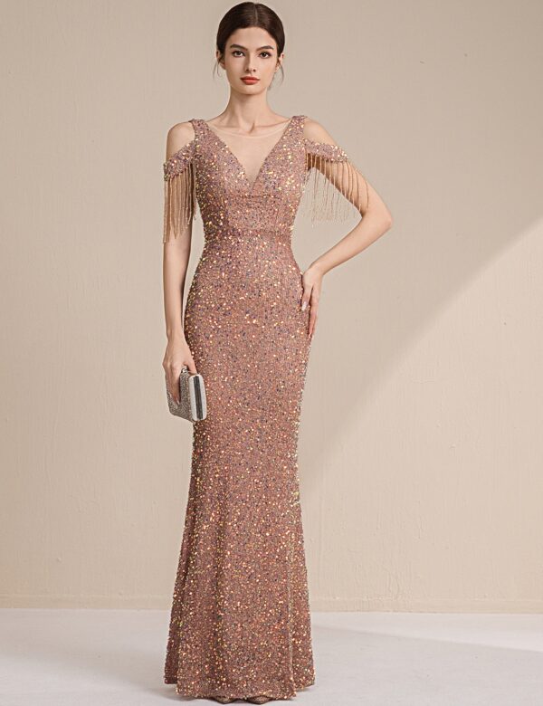 EVENING DRESS FOR WOMEN WITH SIMPLE AND ELEGANT STYLE, BELONGING TO HIGH-END NAME BRAND